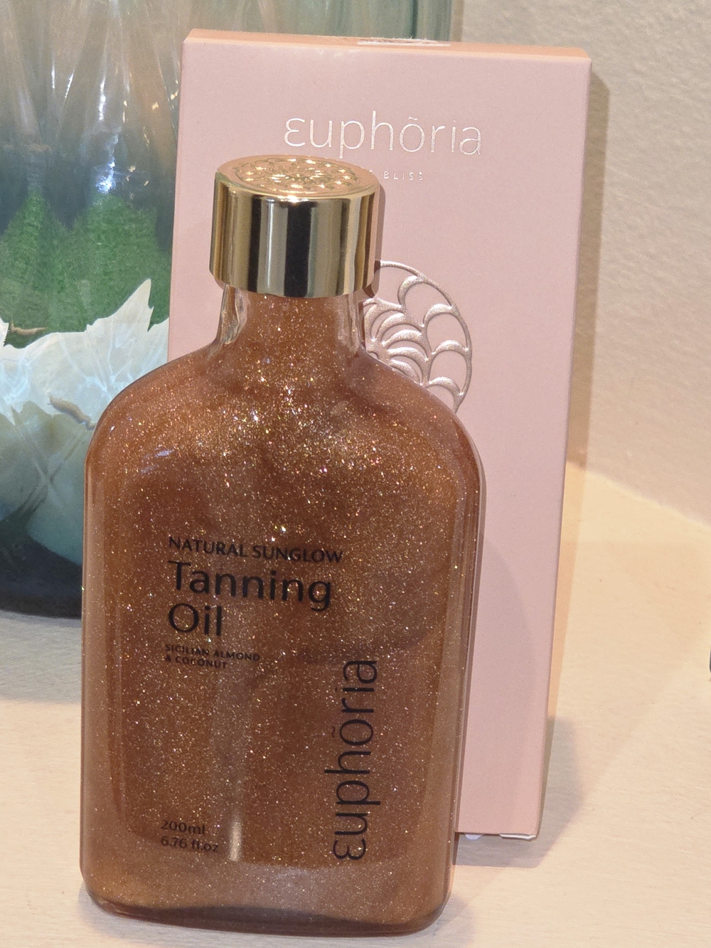 Euphoria Pure Bliss Natural Sunglow Tanning Oil Bronze Sparkles 200ml New